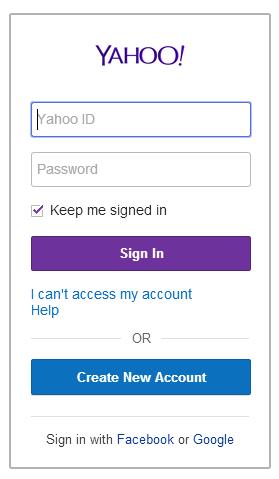Yahoo sign in - Screenshot of Yahoo website www.yahoo.com