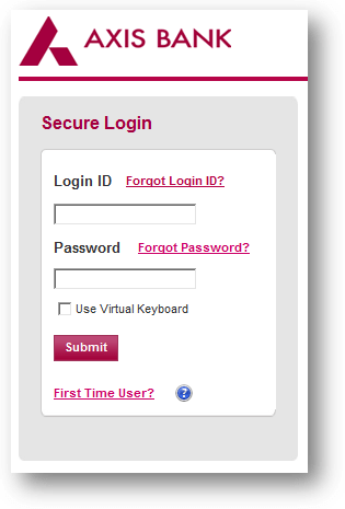 Axis Bank Login Website - Screenshot of Axis Bank website www.axisbank.com