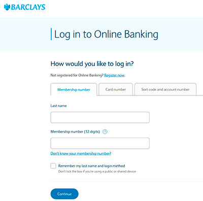 Barclays banking online - Screenshot of Barclays website www.barclays.com