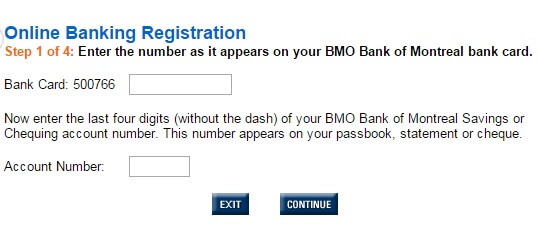 BMO online banking registration