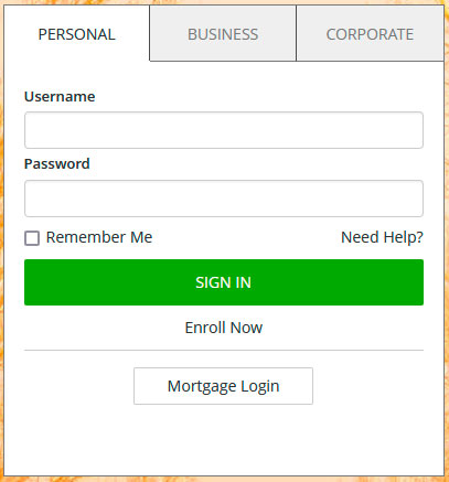 Zions Bank Login Panel - Screenshot of Zions Bank website