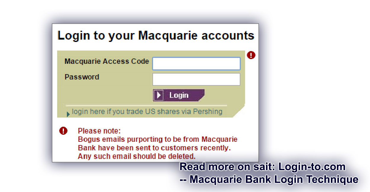 Macquarie Bank Login Technique