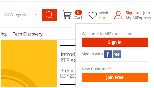 How I Can Use My Aliexpress Login? - Screenshot of AliExpress website www.aliexpress.com