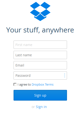 Create login DropBox