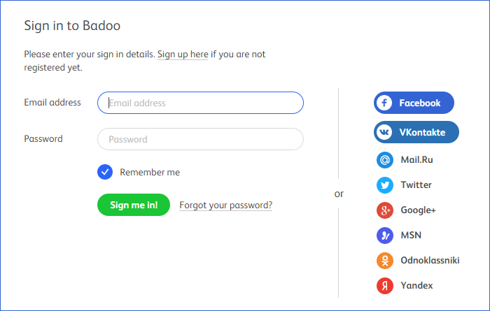 Using a Regular Badoo Login - Screenshots of website badoo.com