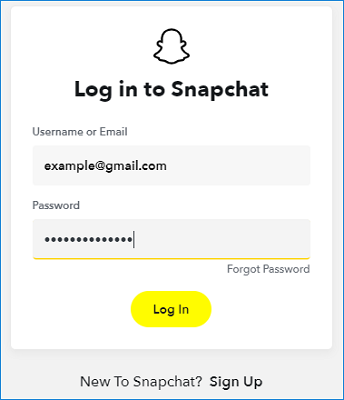 snapchat log in sign up