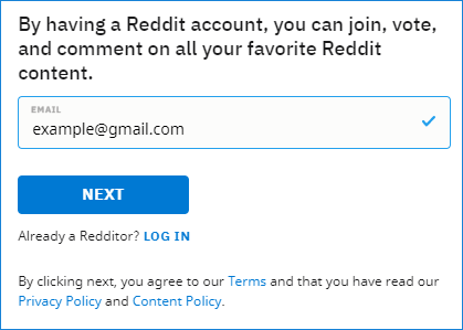 Sign Up On Reddit Web