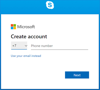 create new skype account