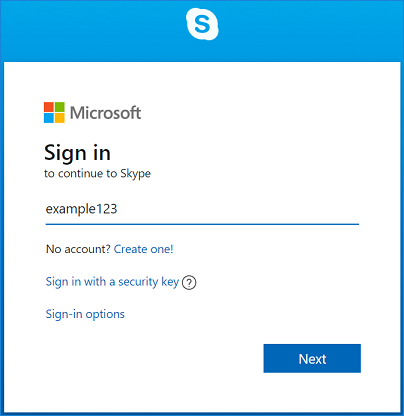 Signing in Skype Online