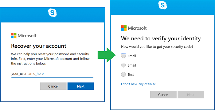 Skype Recovery Passowrd