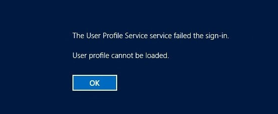 The User Profile Service service failed the sing-in